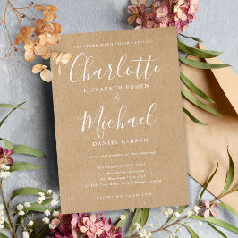 Invitación Elegante Boda de firma Rustic Kraft