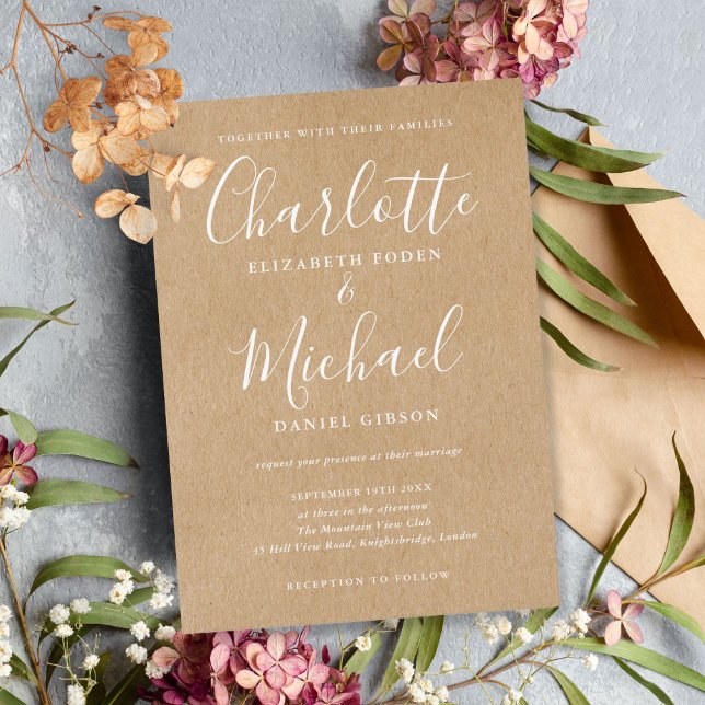 Invitación Elegante Boda de firma Rustic Kraft (Subido por el creador)