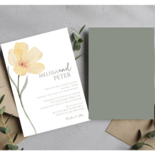 Invitación Elegante Boda de Flor Ecológica Verde y Blanca