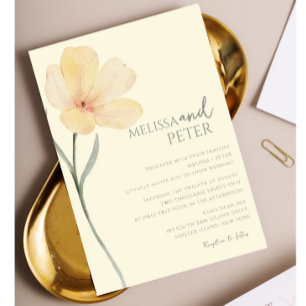 Invitación Elegante Boda de Flor Ecológica Verde y Blanca