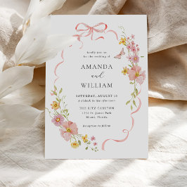 Invitación Elegante Boda de Flor Salvaje Rosa