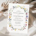 Invitación Elegante Boda de Flor Silvestre<br><div class="desc">Elegantes invitaciones florales a bodas con detalles bodas rodeados por un marco oval de flores silvestres acuáticas y follaje en tonos rosa, amarillo, violeta, azul y verde. Se invita al reverso a un ramo de flores silvestres y vegetación. Las rústicas invitaciones a las bodas de flores silvestres son perfectas para...</div>