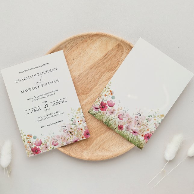 Invitación Elegante Boda de Flor Silvestre (Subido por el creador)