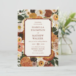 Invitación Elegante Boda de Flor Silvestre Boho de Borgoña