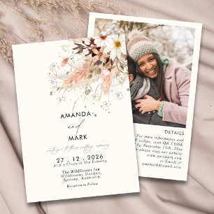 Invitación Elegante Boda de Flor Silvestre Boho Grass Pampas