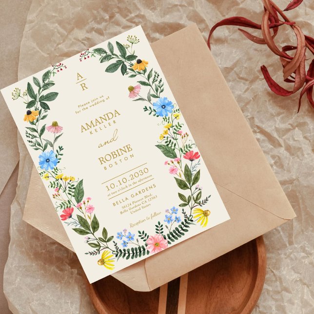 Invitación Elegante Boda de Flor Silvestre Brillante (Subido por el creador)