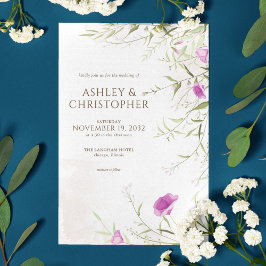 Invitación Elegante Boda de Flor Silvestre de Lavanda Minimal