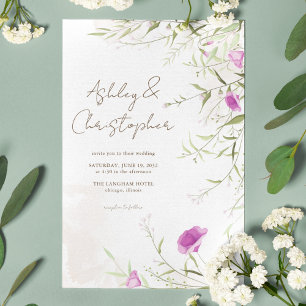 Invitación Elegante Boda de Flor Silvestre de Lavanda Minimal