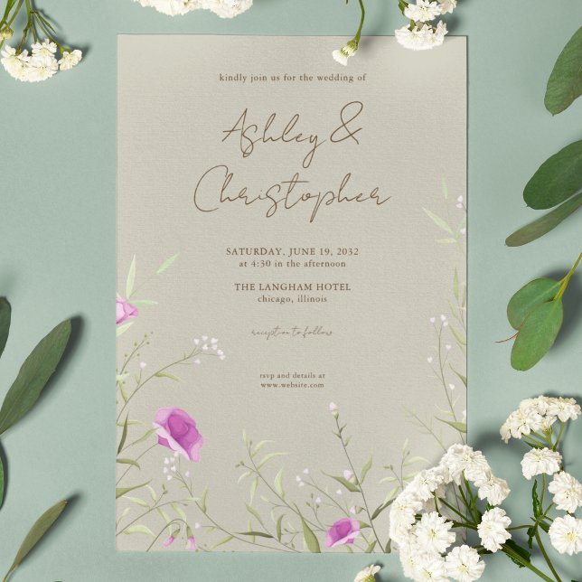 Invitación Elegante Boda de Flor Silvestre Moderna (Subido por el creador)