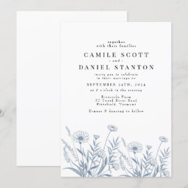 Invitación Elegante Boda de Flor Silvestre Periwinkle