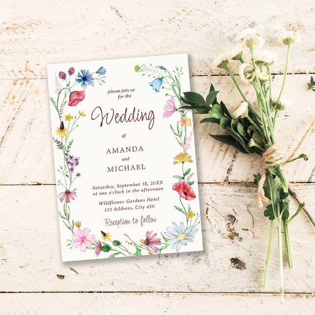 Invitación Elegante Boda de Flor Silvestre Rústico Floral (Subido por el creador)