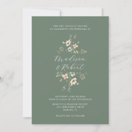 Invitación Elegante Boda de Flor Silvestre Sage Green Waterco