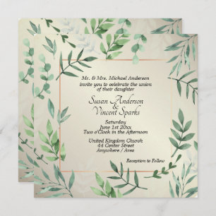 Invitación Elegante Boda de Flora y Fauna