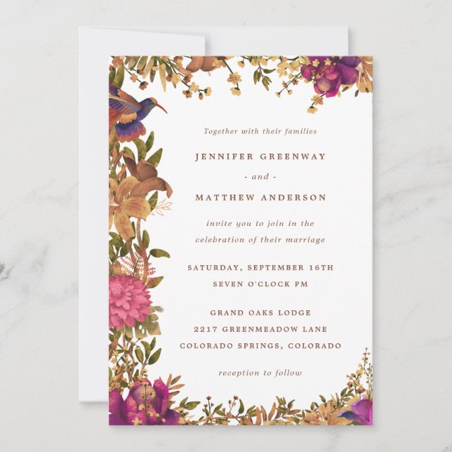 Invitación Elegante Boda de Floral Boho Botanical Watercolor (Anverso)