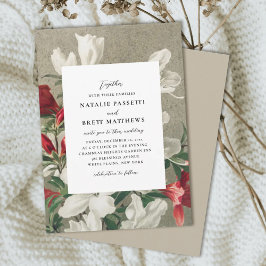 Invitación Elegante Boda de Florals de invierno de época