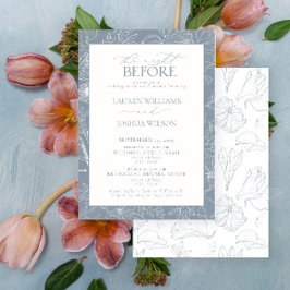 Invitación Elegante Boda de flores azul turquesa cena