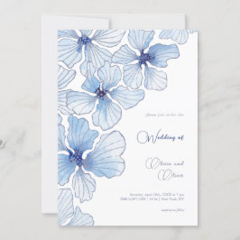 Invitación Elegante Boda de Flores Azules