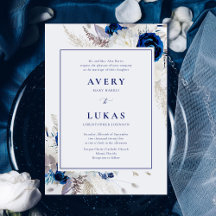 Elegante Boda de flores azules y blancas