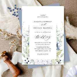 Invitación Elegante Boda de flores azules y verdes