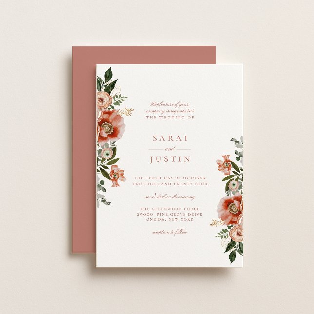 Invitación Elegante Boda de flores botánicas de otoño (Subido por el creador)