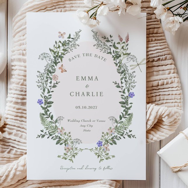Invitación Elegante Boda de Flores Botánicas Guardar la fecha (Subido por el creador)