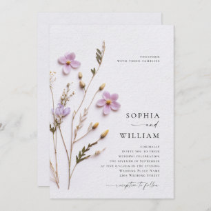 Invitación Elegante Boda de Flores de Boho Pastel Seco Presio
