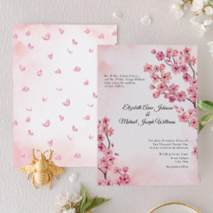 Invitación Elegante Boda de flores de cerezo rosa formal