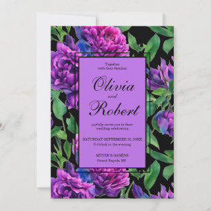 Invitación Elegante boda de flores de color magenta morado