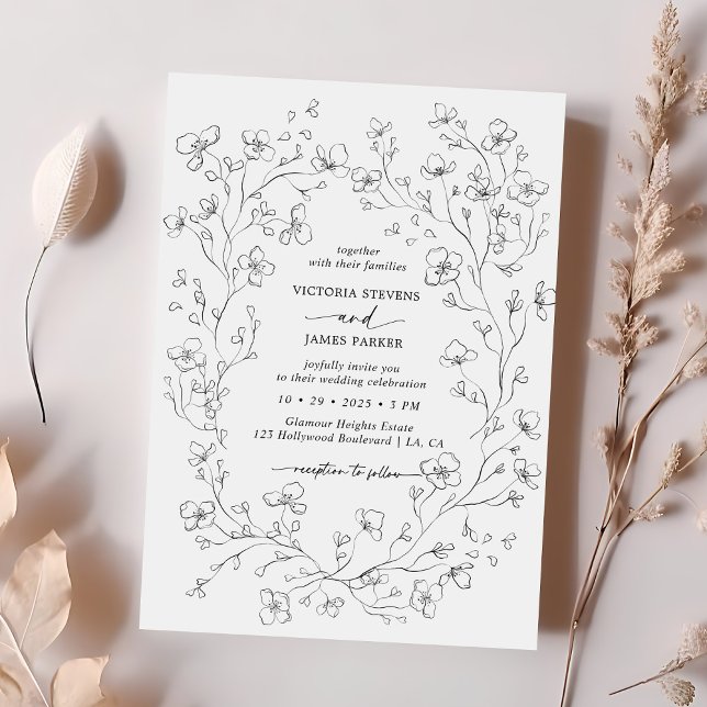 Invitación Elegante Boda de Flores de Flores Blancas (Subido por el creador)