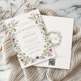 Invitación Elegante Boda de flores de jardín de verano morado