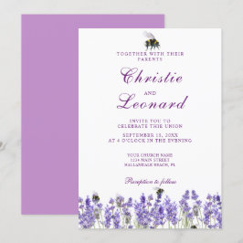 Invitación Elegante Boda de flores de lavanda morada