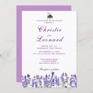 Invitación Elegante Boda de flores de lavanda morada