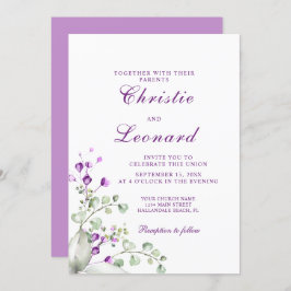 Invitación Elegante Boda de flores de lavanda morada