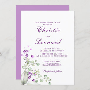 Invitación Elegante Boda de flores de lavanda morada