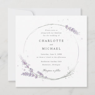 Invitación Elegante boda de flores de lavanda púrpura de acua