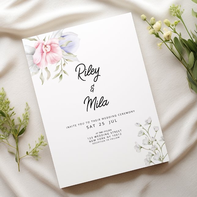 Invitación Elegante Boda de flores de lila rosa pastel (Elegant pastel pink mint lilac flower Wedding )