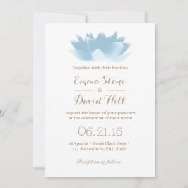 Invitación Elegante Boda de flores de Lotus azul claro