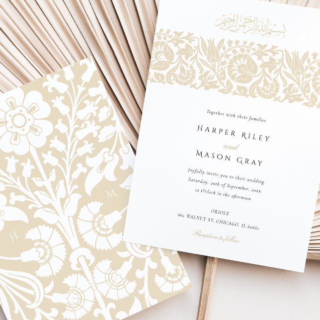 Invitación Elegante Boda de flores de marfil de beige islámic (Subido por el creador)