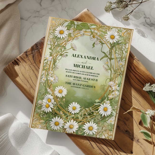 Invitación Elegante Boda de flores de margarita blanca (Subido por el creador)
