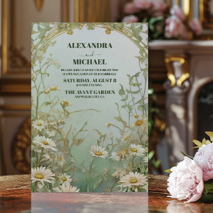 Invitación Elegante Boda de flores de margarita blanca