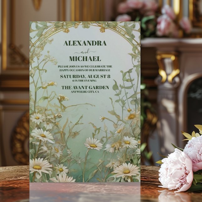 Invitación Elegante Boda de flores de margarita blanca (Subido por el creador)