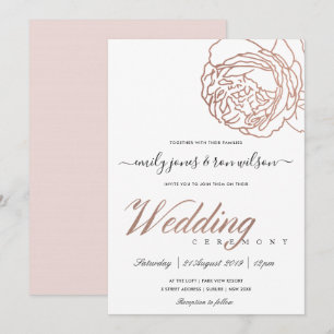 INVITACIÓN ELEGANTE BODA DE FLORES DE ORO DE RUBOR PINK ROSE