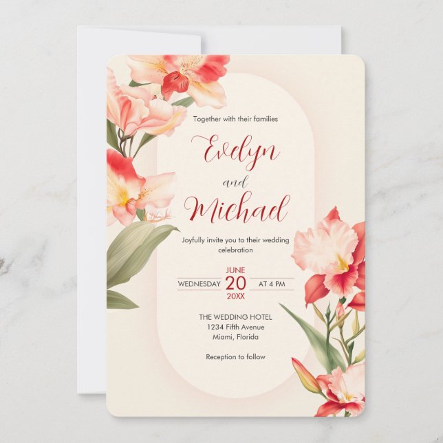 Invitación Elegante Boda de flores de orquídeas de la camaril (Anverso)