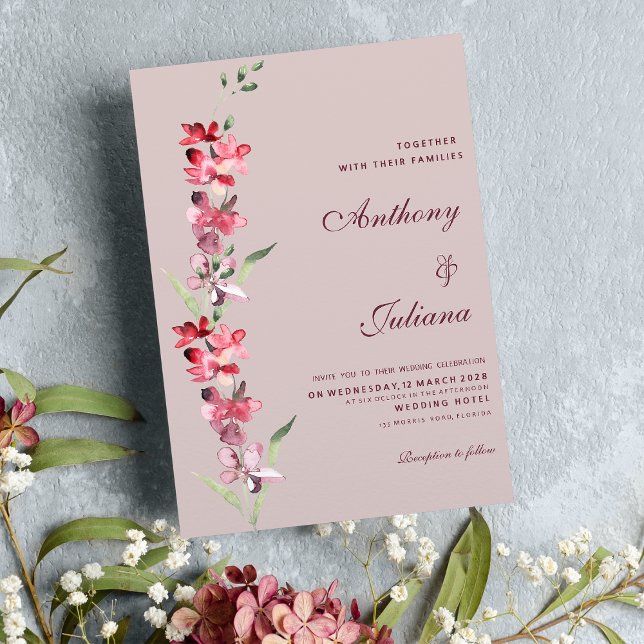 Invitación Elegante Boda de flores de orquídeas de menta rosa (Elegant blush pink mint orchid flowers Wedding )