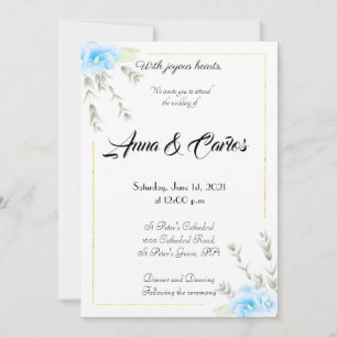 Invitación Elegante boda de flores de Pansy Azul Invitado