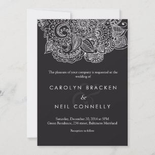 Invitación Elegante Boda de Flores de Patrón Paisley Clásico