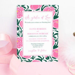 Invitación Elegante Boda de flores de peones rosados