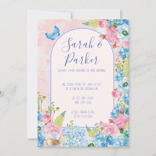 Invitación Elegante Boda de flores de primavera (Anverso)