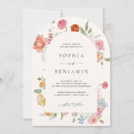 Invitación Elegante Boda de flores de primavera coloridas de 