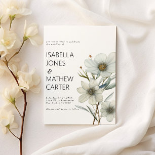 Invitación Elegante boda de flores de primavera verde de ment